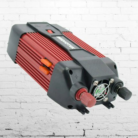 Heavy Duty 900W Peak Power Inverter Converts Dc 12V To Ac 110V with dual plugs, USB port, and cooling fan.