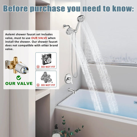 Dual Shower Head And Handheld Spray System With Tub Spout, Rain Shower Head, 8 Settings, Chrome Finish, Easy Diy Shower Upgrade