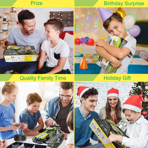 3 In 1 RC Tracked Stunt Racer Building Kit With 353 Pieces, Build Tumbling Robot And Spin Car, STEM Construction Toy For Kids Ages 8 To 12, Compatible With Orange Model, Six Total Models To Create And Play. Family gift image