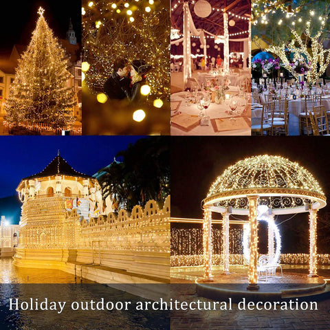Two Pack 200 LED 66Ft Solar Powered Copper Wire String Lights Outdoor Waterproof With 8 Modes For Garden Patio Yard Parties