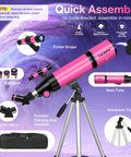 High Powered 80mm Refractor Telescope For Adults And Kids Portable 600mm Travel Scope With accessories and features shown
