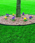 Heavy Duty No Dig Edging Kit For Garden Borders, 100 Foot Flexible Black Plastic Border Edge around tree on grass