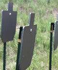 Half Inch AR500 Steel Target Silhouette 12 By 20 Inch With T Post Hanger Bundle Unpainted for long range rifle practice setup