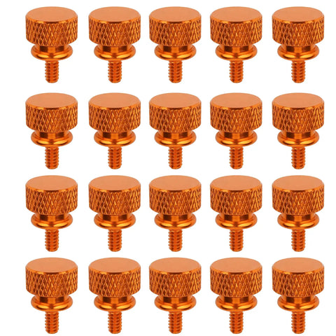 Aluminum Knurled Thumb Screws 20 Pack With Diamond Knurl Head No Tool Needed Hand Tightening M3 M4 6-32 8-32 Threads Durable Orange Bolts