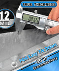 Digital caliper measuring Rugged Heavy Duty Tarp With 16 Mil Thickness And Metal Grommets Every 18 Inches, 20 Feet By 30 Feet In Silver