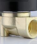 Close-up of Three Eighths Inch Brass Electric Solenoid Valve 12V DC Direct Acting Normally Closed For Air Gas Fuel With Viton Gasket