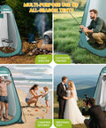 Extra Tall Pop Up Privacy Shower Tent for Camping and Beach Trips Easy Up Changing Room with multiple uses shown