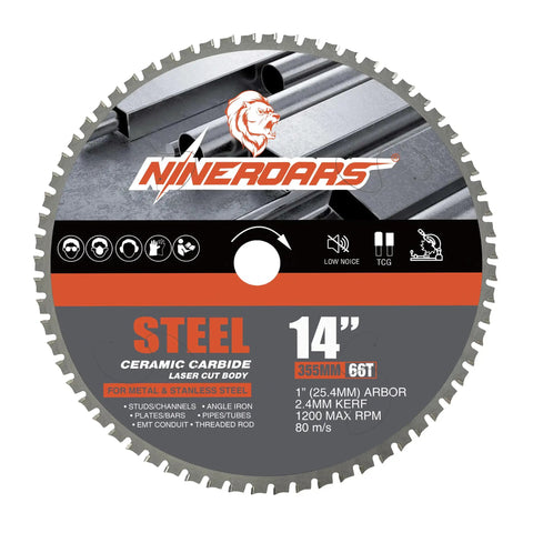 14 Inch Carbide Tipped Cold Cut Chop Saw Blade 66 Tooth For Ferrous Metals Steel And Angle Iron Delivers Clean Burr Free Cuts