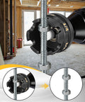 Two Pack Nut Zipper Drill Attachment For Quick Nut Removal attached to threaded rod in a construction site.