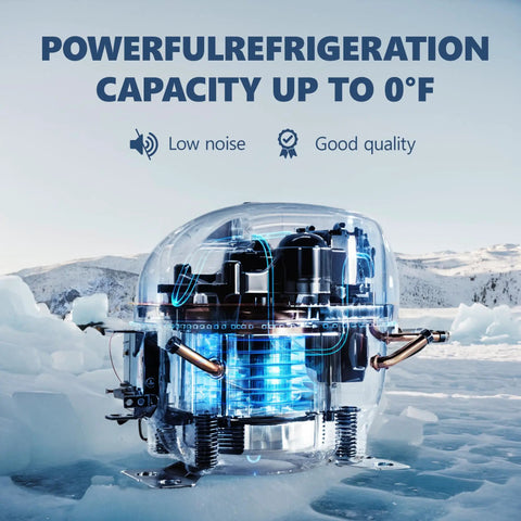 Powerful refrigeration system for the Massive 58 Qt Portable Car Refrigerator And Electric Cooler with low noise operation.