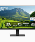 Front view of 24 Inch Full HD Monitor with 100Hz VA panel, 4000:1 contrast, 1920x1080 resolution, HDMI and VGA inputs, Black E2412F.