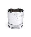 Three Eighths Inch Drive 18mm 6 Point Standard Metric Socket With Off Corner Loading And Chamfered Opening on white background