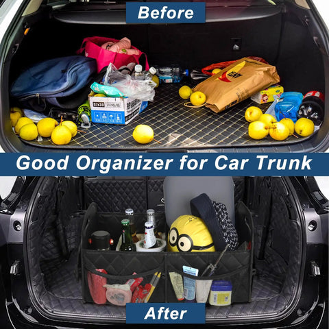 Car Trunk Organizer With Six Big Pockets Waterproof 600D Polyester Storage For SUV Minivan And Truck Durable Cargo Organizer