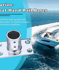 Beefy Heavy Duty Marine Grade 316 Stainless Steel Hand Rail Bases For Seven Eighths And One Inch Tubes With 90 Degree Rectangular Fittings Saltwater Ready Corrosion Resistant Installation Hardware Included Durable Boat Fittings