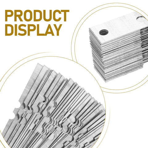 Stacked beefed up heavy duty joining plates for wooden door frames, iron metal door plates visible in product display