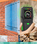 Pinless Moisture Meter For Wood And Walls With Four Modes Softwood Hardwood Wall Masonry Noninvasive Moisture Detection Delivers Fast Accurate Readings For DIYers Builders Home Inspectors And Renovation Projects, 19mm depth on wall