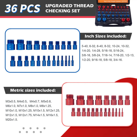Dead Nuts Accurate Nut And Bolt Thread Checker With 36 Piece Inch And Metric Gauge Set For Slick Male Female Fastener Identification And Heavy Duty No Hassle Sizing