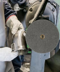 Worker using 6 Inch Nylon Fiber Polishing Wheel with 180 Grit Deburring and Grinding Disc on metal surface, high temp resistant