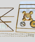 Assembly pieces for Rustic Aged Gold Cage Lantern Chandelier Pendant For Ceiling Light Fixture, screws and chain included