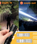 Rechargeable Tactical Flashlight With Long Range Beam Up To 1500 Meters USB Zoomable LED Spotlight Magnetic Base 5 Modes