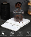Spot On Accuracy Digital Kitchen Scale For Food And Coffee 0.1g To 3000g High Precision Mini Scale with coffee beans on top