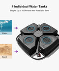 Offset Patio Umbrella Base With Wheels For Cantilever Umbrellas, Sand Or Water Fill, showing individual storage tanks.