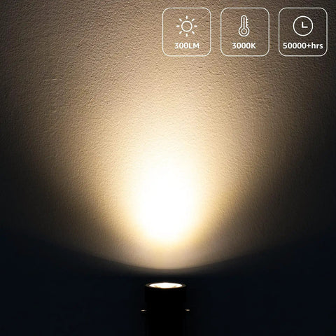 Two Pack Indoor LED Spot Lights For Plants And Decor With 120V Warm White 3000K Glow illuminating a wall