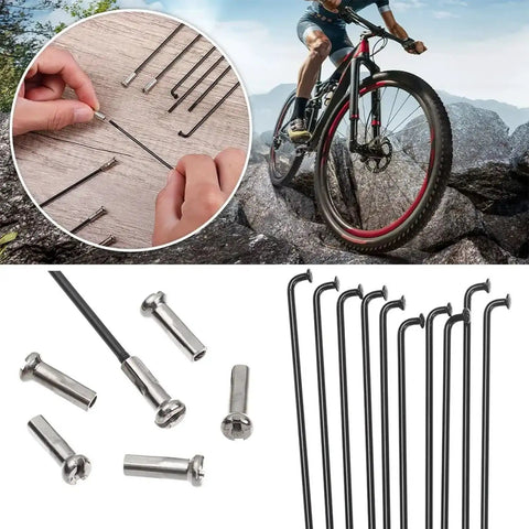 Stainless Steel Bike Spokes And Nipples 12G 130mm Black 10 Pack For Mountain Road And Hybrid Bikes, tools and bike wheel