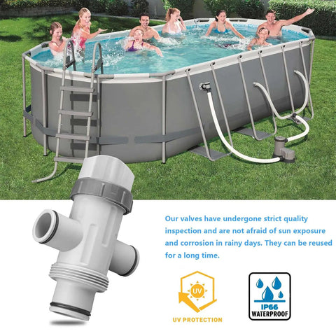 Pool Plunger Valve With Shut Off On For Above Ground Pools Hose Adapter Replacement Fits One And One Quarter Inch Or One And One Half Inch Pool Hoses Ideal For Skimmers Pumps Filters And Saltwater Systems 1 Pack, gray PVC valve on above-ground pool hose