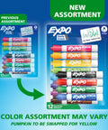 Fresh Top Shelf Dry Erase Markers With Low Odor Slick Smooth Glide Formula, Badass Durable Chisel Tips, Hella Vibrant Clean Erasable Whiteboard Pens, 12 Count Supply Stack packaging comparison showing new color assortment.