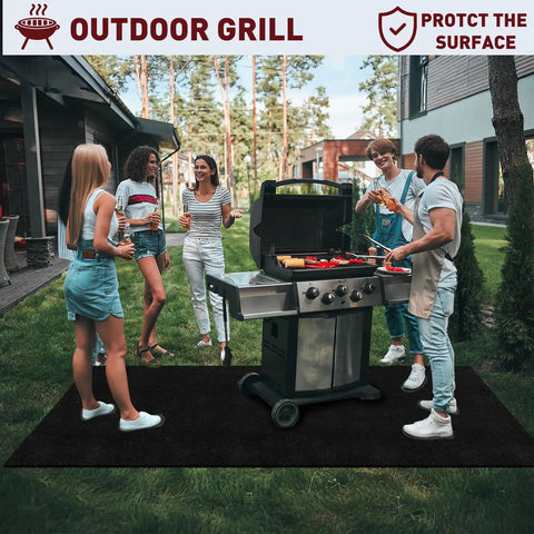 Group using outdoor grill on 2 Pack 11x14 Inch Welding Blanket, 5mm Thick Fireproof Carbon Felt Heat Shield during barbecue
