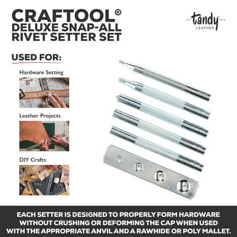 Premium Six Piece Leather Snaps And Rivet Setter Kit With Sturdy Base Plate For Belts Bags Straps And Weekend Crafting Projects That Are Totally Legit And Easy