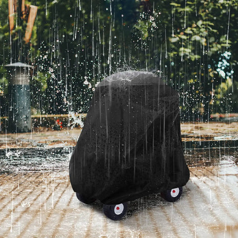 Cozy Coupe Ride On Car Cover For Toddlers Kid Friendly Outdoor Weatherproof Protection From Sun Dust And Snow Durable Oxford Fabric With Adjustable Drawstring covers toy car in rain.