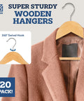 Heavy Duty Wooden Clothes Hangers Set Pro Grade Non Slip Contoured Hangers For Coats Jackets Suits And Pants With 360 Chrome Hook