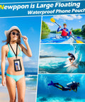 4 Pack Floating Waterproof Phone Pouches With Triangular Buoyancy Design Large Floatable Dry Bag Case on beach, kayaking, surfing, diving