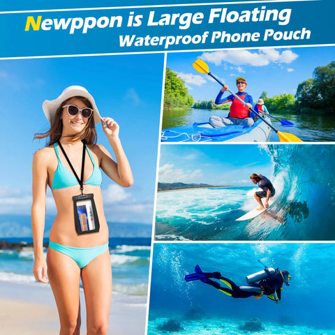 4 Pack Floating Waterproof Phone Pouches With Triangular Buoyancy Design Large Floatable Dry Bag Case on beach, kayaking, surfing, diving