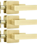 Three Pack Premium Gold Lever Door Handles For Closets And Interiors Heavy Duty Nonlocking Passage Function Left Or Right Handed Modern Gold Door Hardware For Easy Access