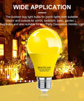 2 Pack Amber Yellow LED Bug Light Bulbs 9W Equivalent To 100W E26 Base Outdoor porch view with bulb close-up