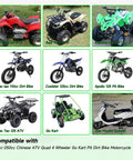 Various vehicles compatible with Gas Fuel Line Kit 3.28 Ft 3/16 Inch ID With 1/4 Inch Inline Shut Off Valve for dirt bikes, go-karts, scooters.