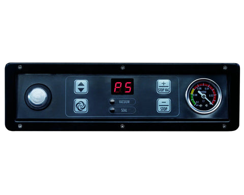Control panel of PrimaVac 254 Chamber Vacuum Sealer With 10 Inch Seal Bar 10 Custom Programs JetAire Pump NSF Certified Pro Grade Gear
