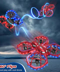 Mini Drone For Kids Beginners Toss To Go RC Quadcopter With LED Lights performing 3D flips over water in stormy skies
