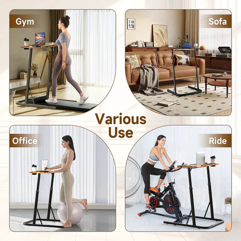 Adjustable Standing Desk For Treadmills And Bike Workouts, Super Easy Mount Desk Attachment For Walking Pad And Treadmill, in various settings