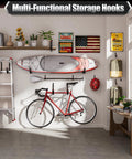 Garage wall organized with 24 pack heavy duty garage hooks with EVA pads 3.5 inch wall mount hooks 100 lbs capacity for bikes and boards