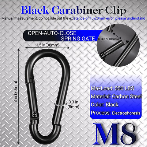 Heavy Duty 3 Inch M8 Carabiner Clips 30 Pack Galvanized Steel Snap Hooks Tough As Nails For Hammock Swing Sets Camping Hiking Travel