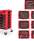 248 Piece Tool Set In A Modular Stacking Tool Cart With Six-Drawer L-BOXX Compatible Organizer Heavy-Duty Hand Tools