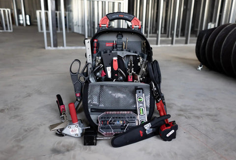 HVAC Pro Kit 32 Piece Service Installation And Fabrication Set With VETO Tech Pac Backpack and full tool lineup visible