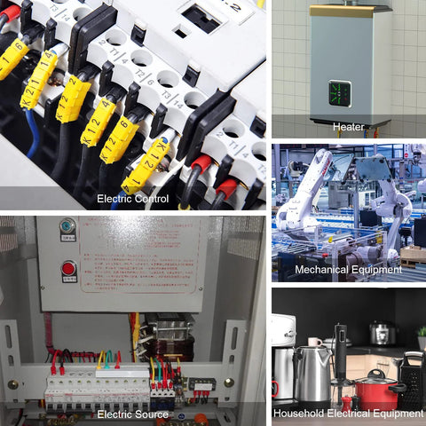 Close-up front view of 2-way ceramic terminal blocks with yellow terminal inserts, porcelain 25A 380V, 5 pcs