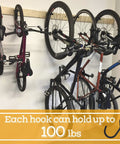 Premium Heavy Gauge Steel Screw In Hooks 12 Pack Hold Your Rig Tight Garage Wall And Ceiling Bike Storage 100 Lb Rock Solid Capacity bikes mounted on wall with hooks.