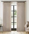 Pinch Pleated Thick Linen Curtains For Living Room And Bedroom 84 Inches Long Two Panels Taupe Rustic Farmhouse Track System Drapes With Linen Texture