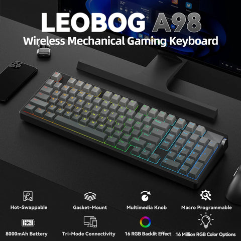 Top Shelf Triple Mode Wireless Gaming Mechanical Keyboard With Full Number Pad And Slick Volume Knob Seamless Bluetooth And Usb C Wired Flex For Pro Gamers, showcasing RGB backlit keys and multimedia knob.